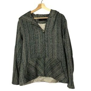 Yigal Azrouel Blue Wool Tweed Full Zip Hooded Jacket M